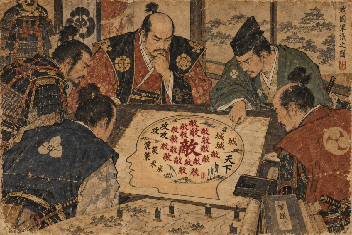 敵将の脳内メーカー結果を軍略資料のように分析する架空の戦国武将たち